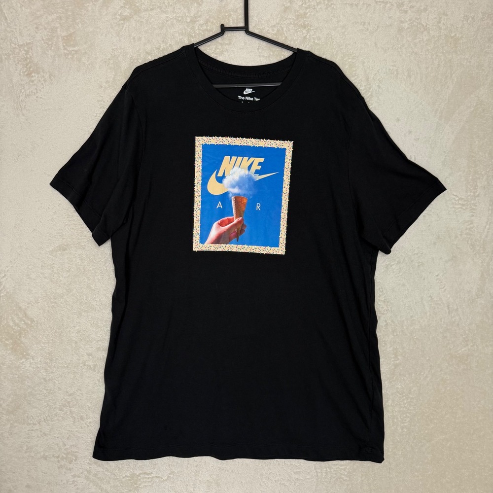 Nike Air Mens XL Black Graphic T-Shirt Ice Cream Cotton Candy Cloud Short Sleeve